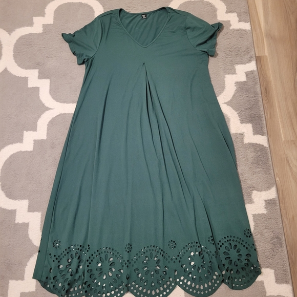 SHEIN Dresses & Skirts - SHEIN Teal Green Dress with Eyelet Hem